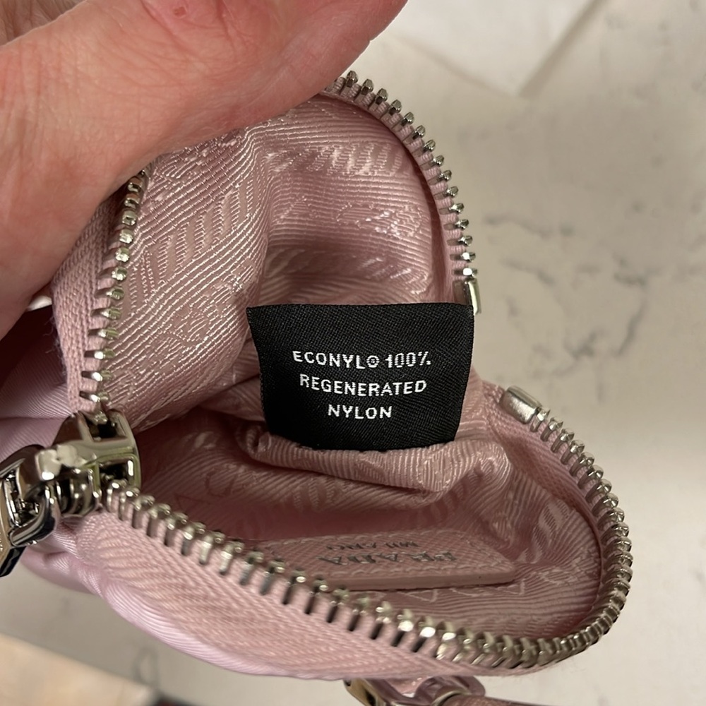 Prada 2005 Re-Edition Mini Bag Attachments for Nylon Bag with Silver Chain Pink - Picture 7 of 16